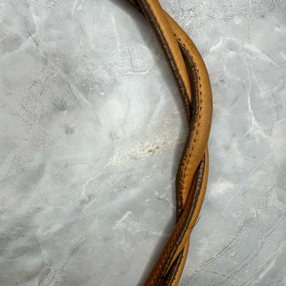 Fossil Mustard Yellow Leather Studded Shoulder Bag Key Dangle Silver Hardware - Picture 7 of 10